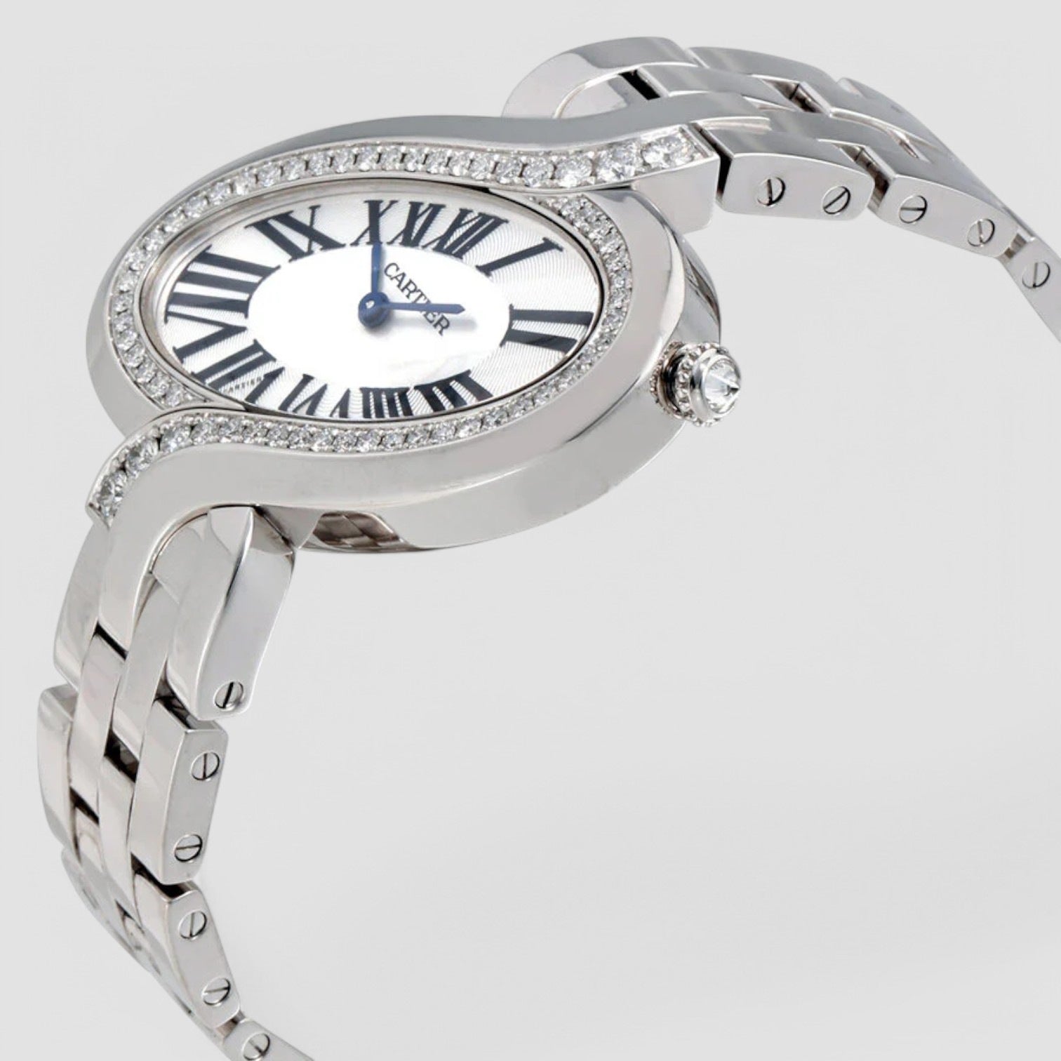 Délices de Cartier Silver Dial 18kt White Gold Diamond Unisex Watch
