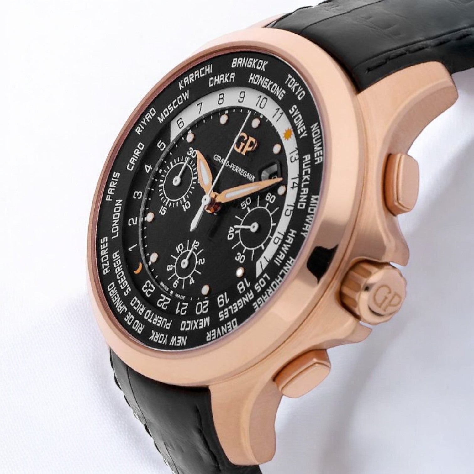 Traveller 'World Timer' Black Dial Black Strap Automatic