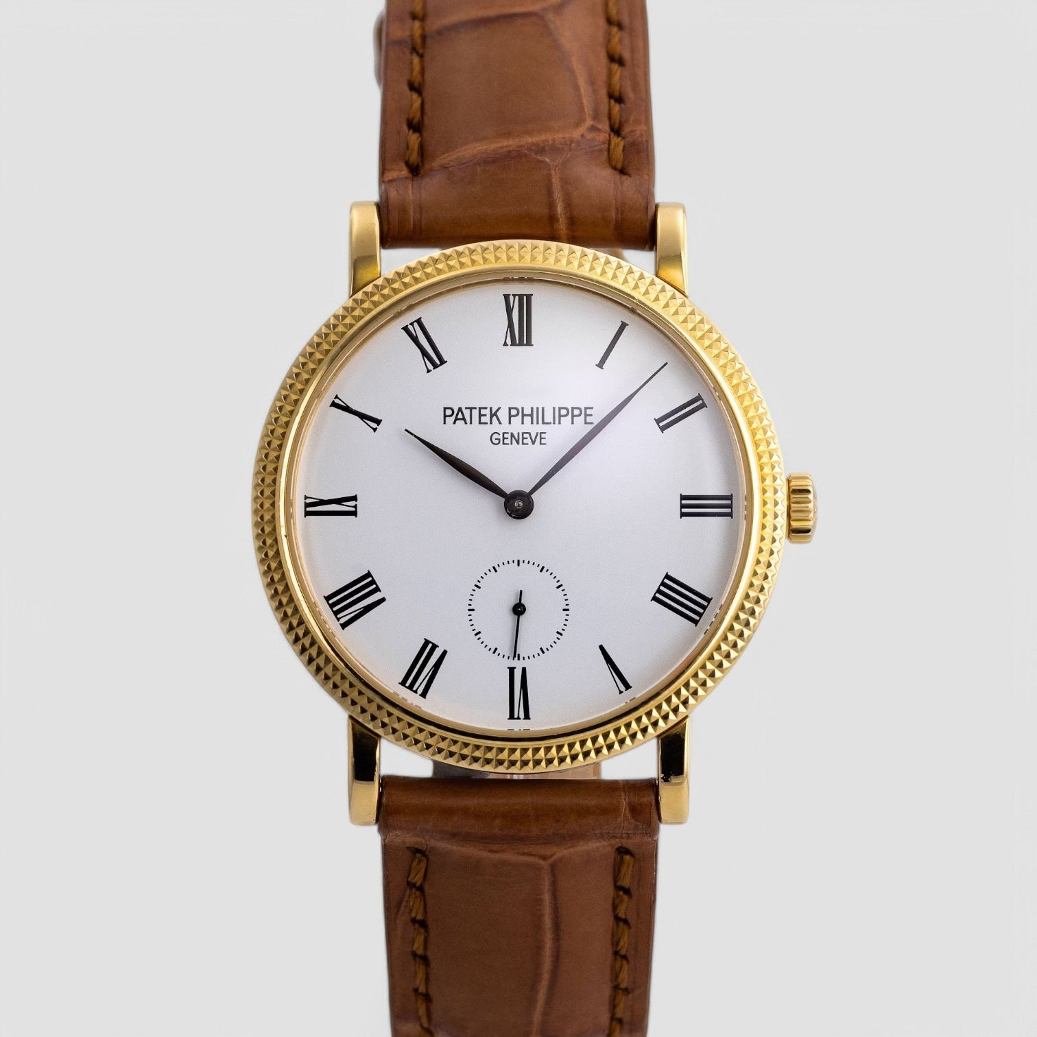 Calatrava Ladies 31mm Ivory Roman Hobnail Yellow Gold