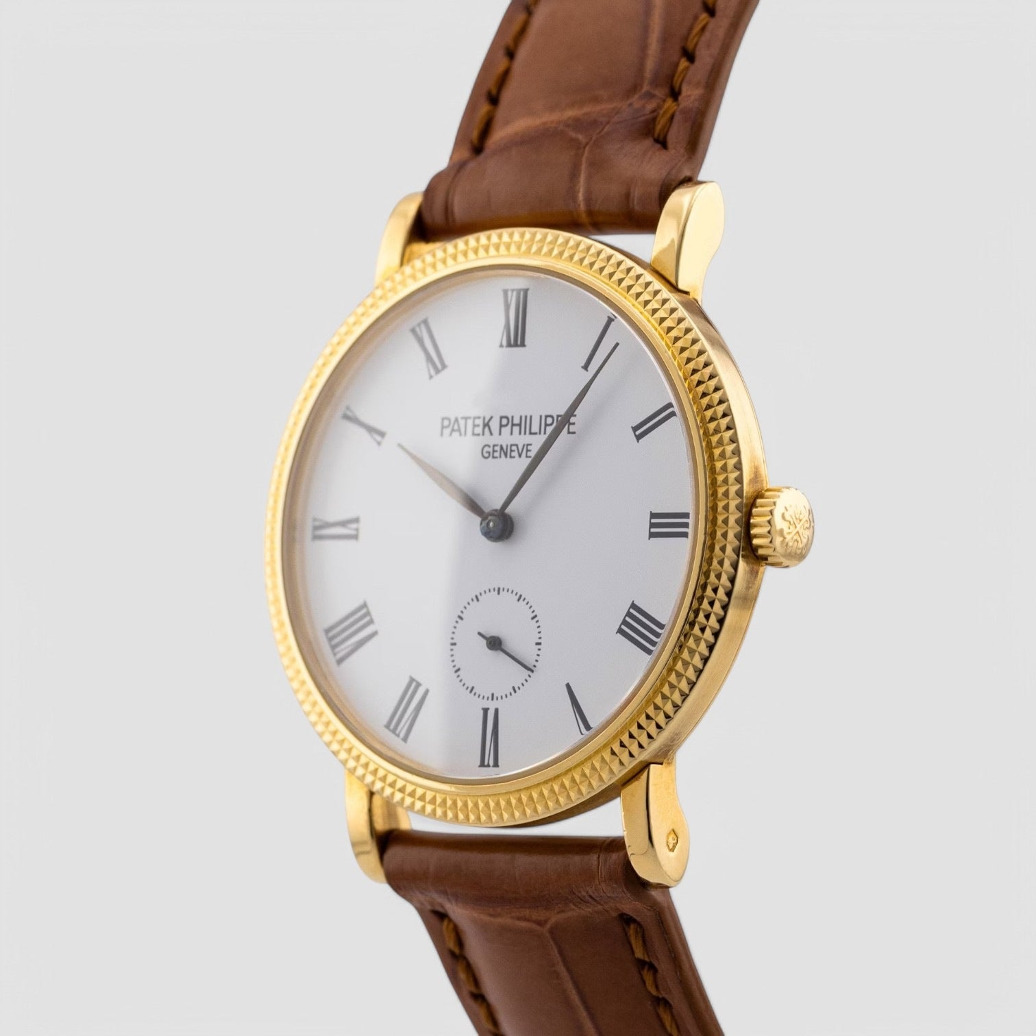Calatrava Ladies 31mm Ivory Roman Hobnail Yellow Gold