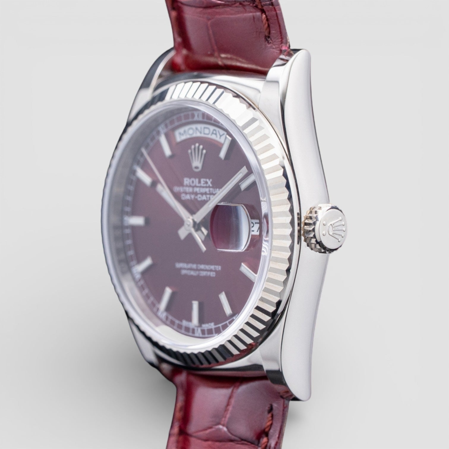Day-Date 36 18ct White Gold - 36mm Cherry Dial - Full Set