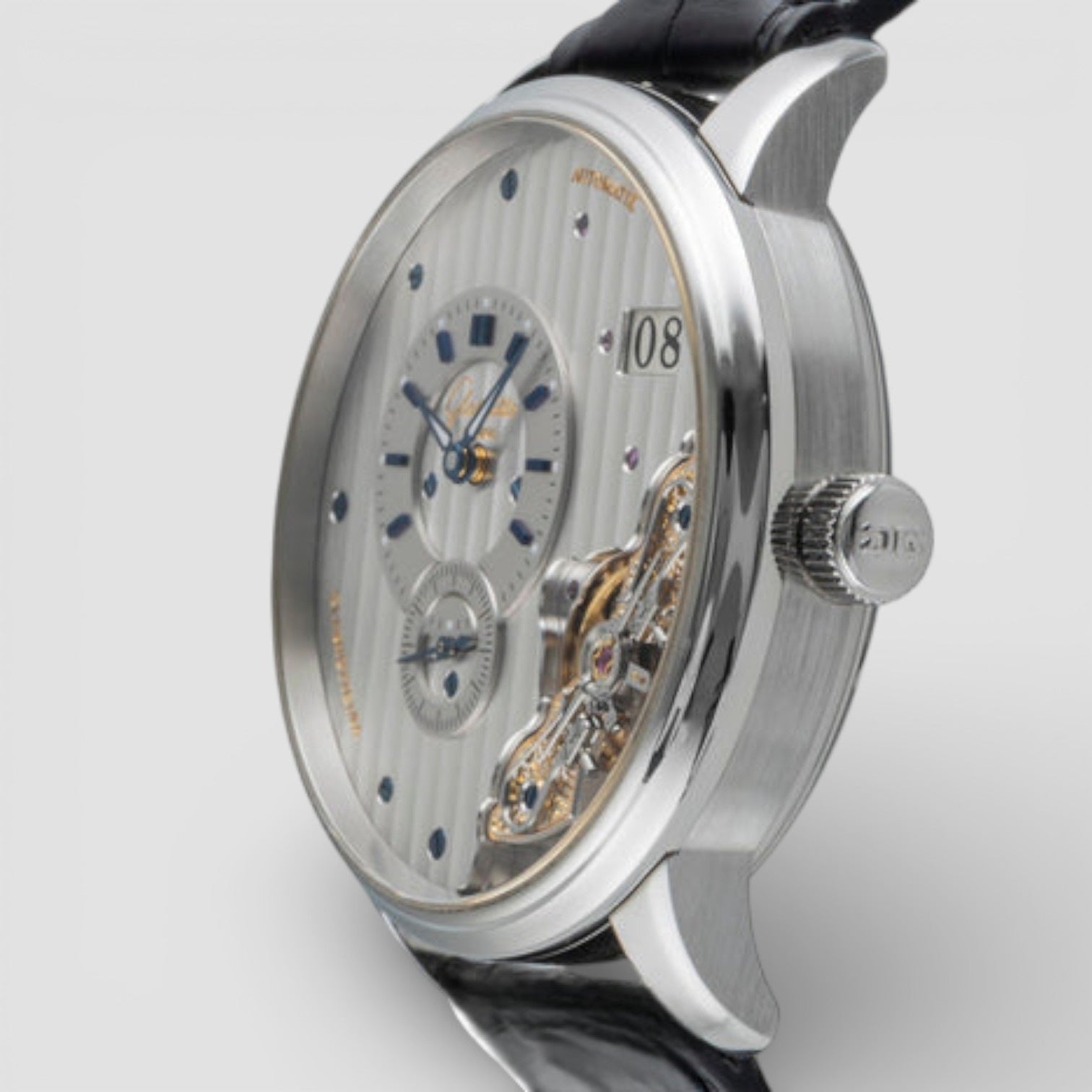 PanoMaticInverse PanoAutomatic Silver Galvanised Rhodium Dial Stainless Steel