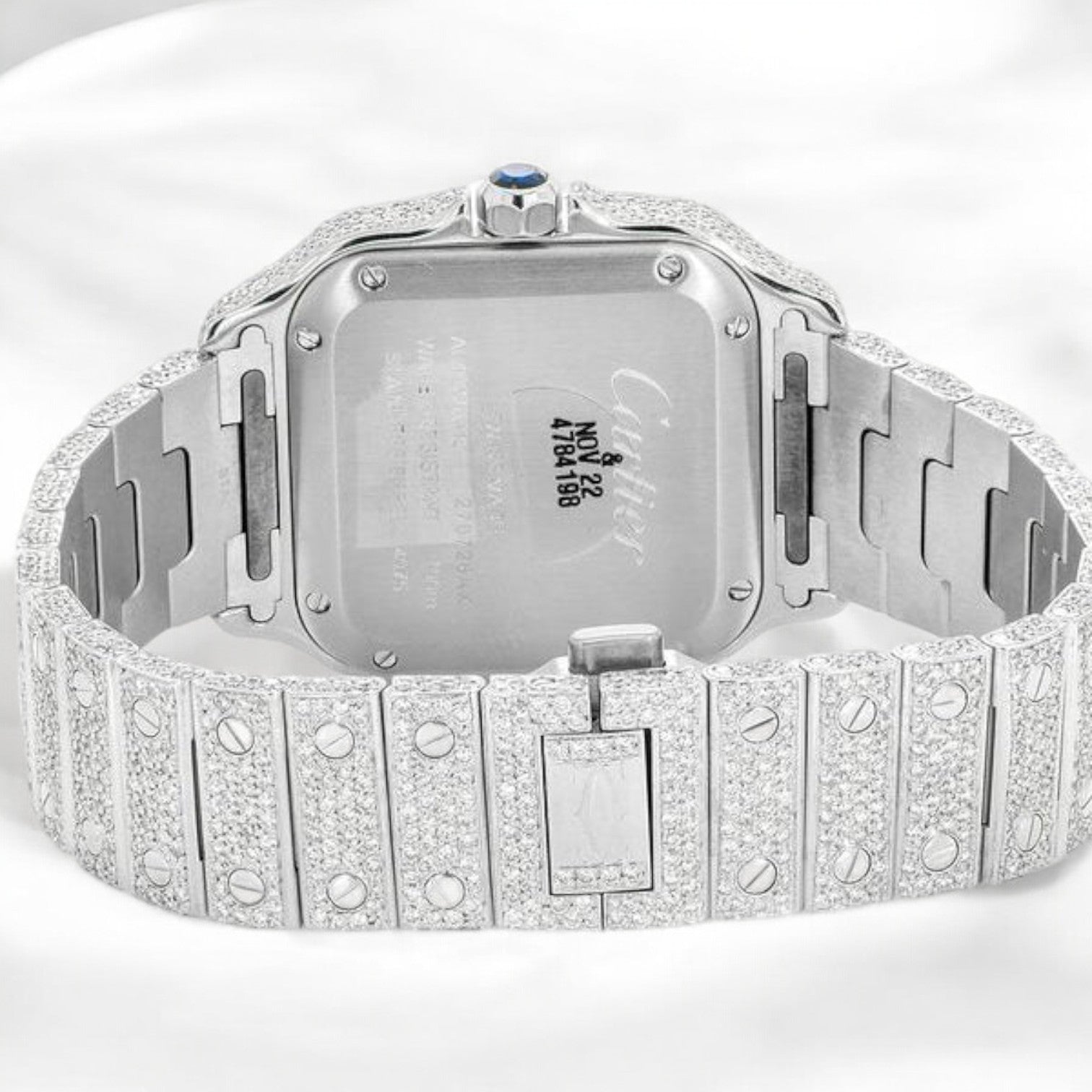 Santos De Cartier Medium Iced Out 35mm Diamond - Iced Out