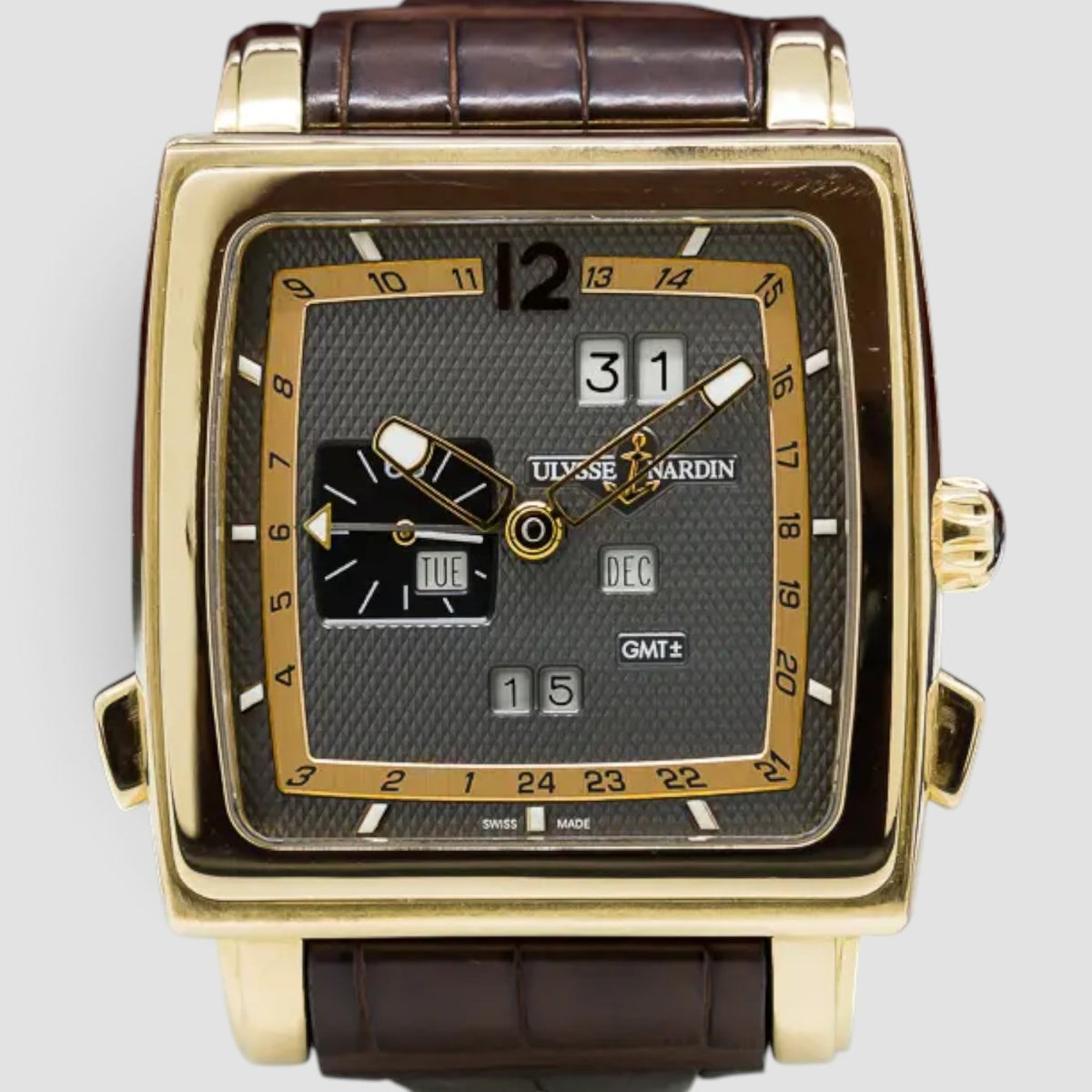 Quadrato GMT Perpetual Calendar 18K Rose Gold Grey Dial