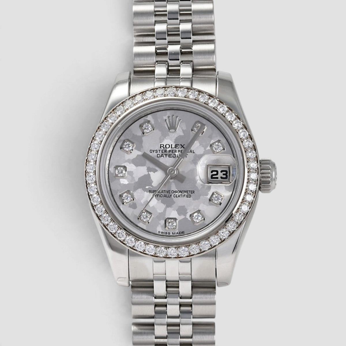 Lady-Datejust 26 Silver Crystal Diamond Dial Jubilee
