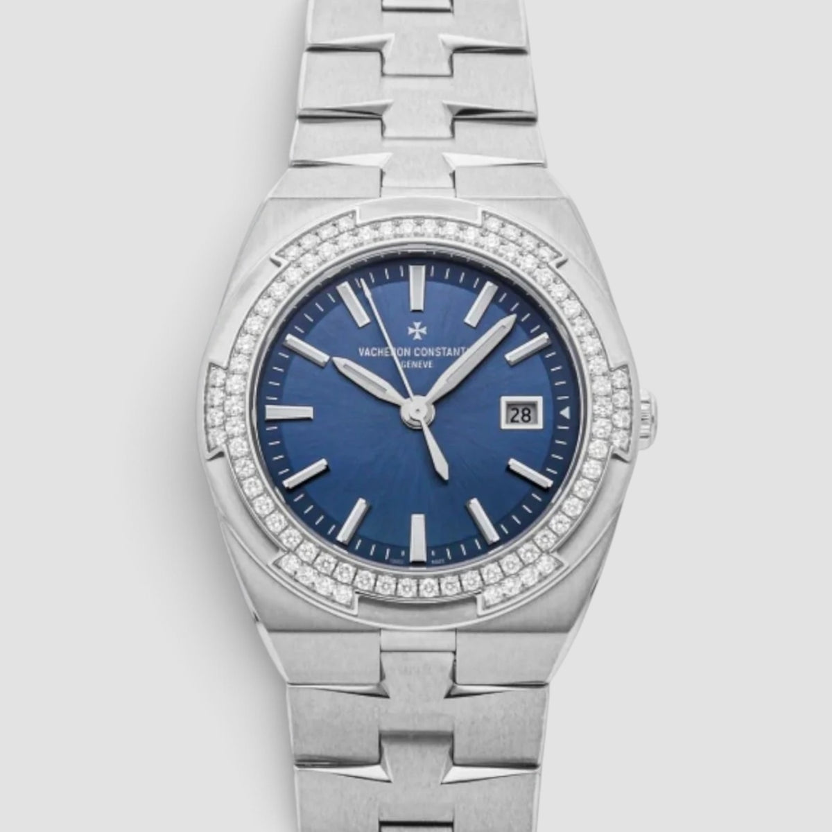 Overseas 33mm Blue Dial Diamond-Set Stainless Steel