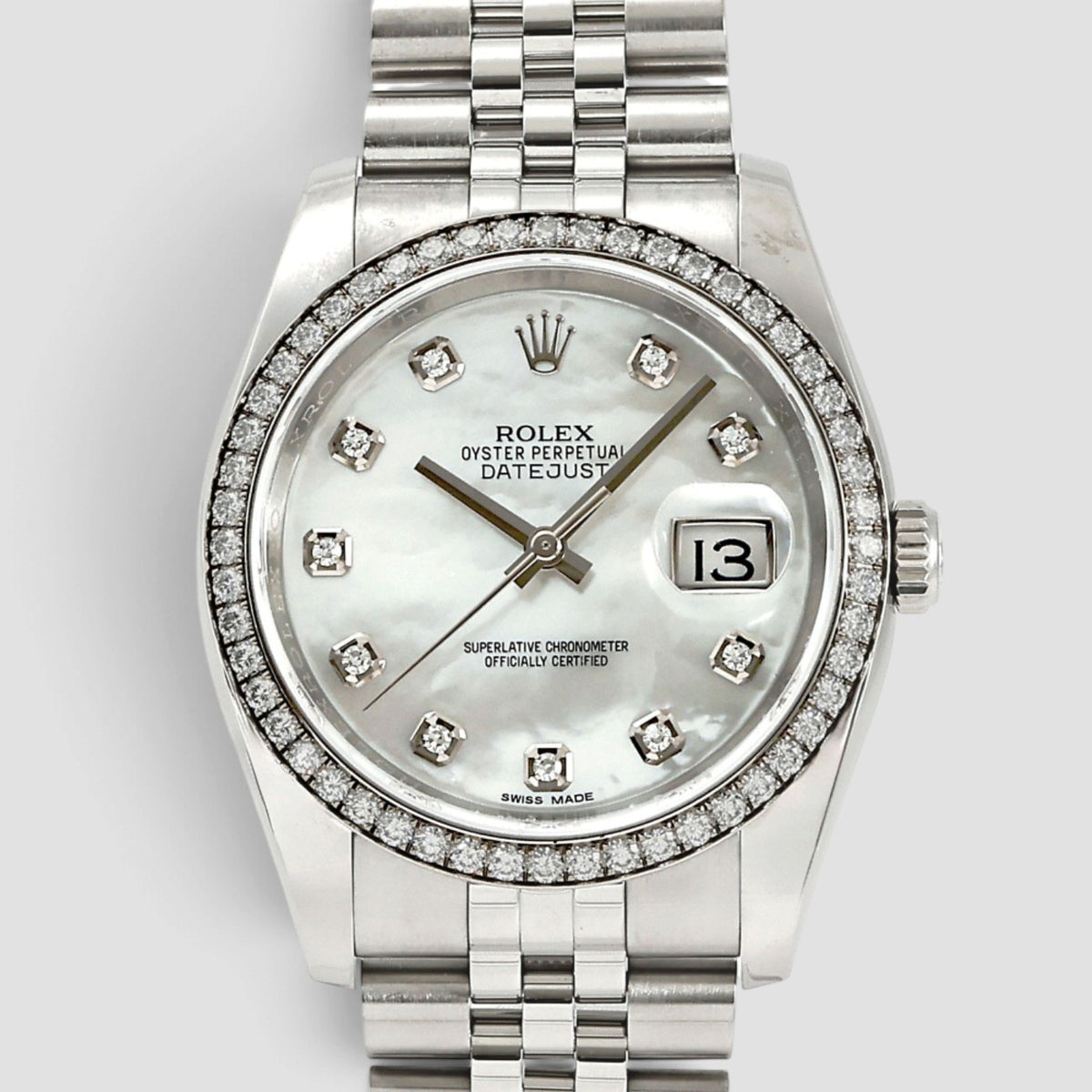 Datejust 36 White Mother-of-Pearl Diamond Dial Jubilee