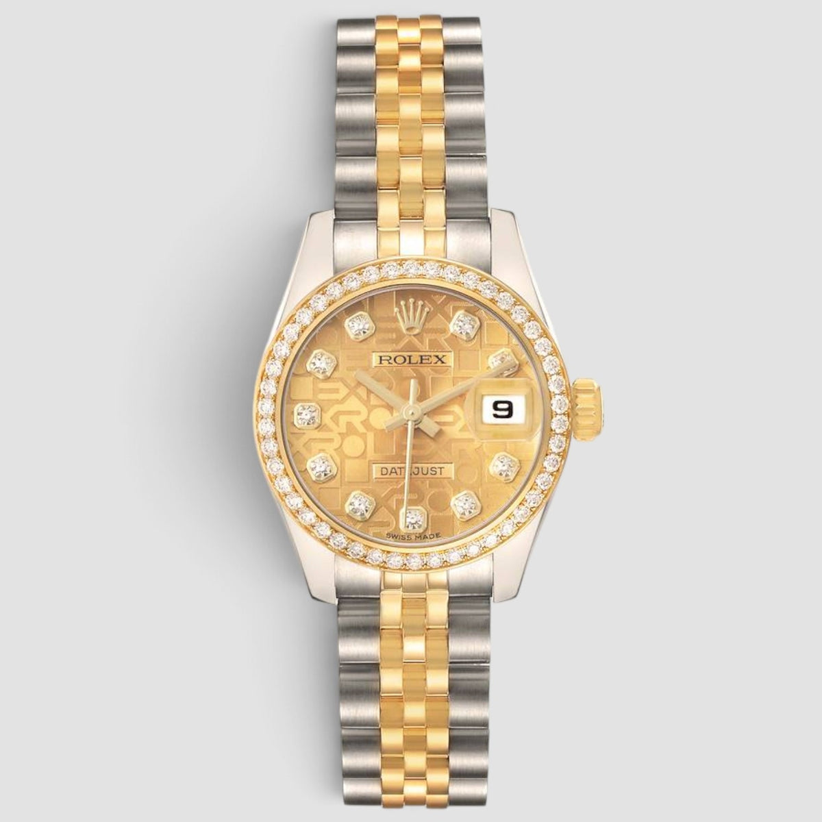 Lady-Datejust 26 Champagne Computer Diamond Dial Jubilee