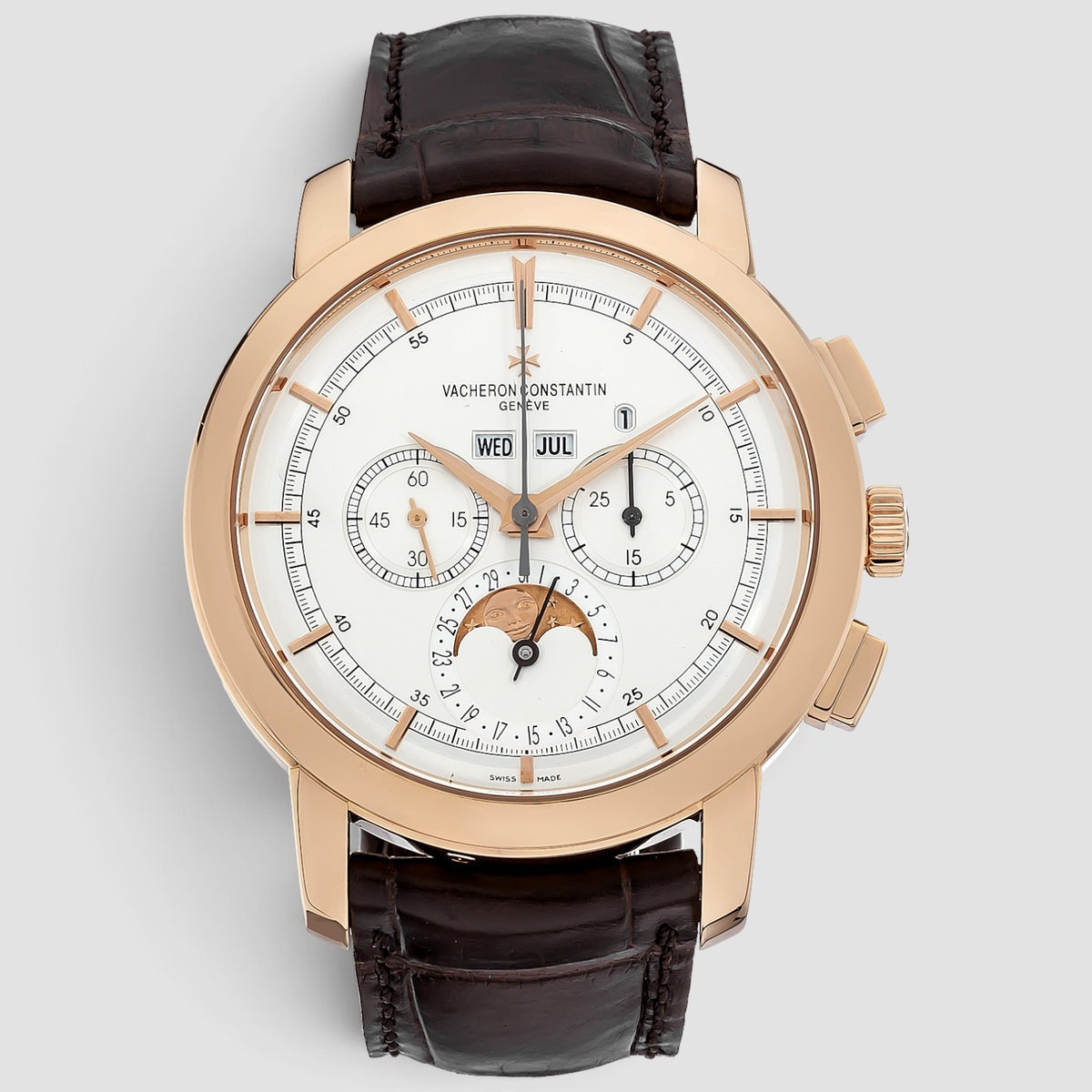 Traditionnelle Perpetual Calendar Chronograph 43mm Silver Dial 18kt Rose Gold