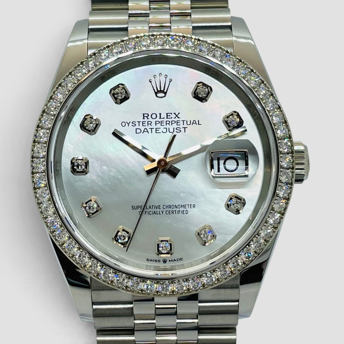 Datejust 36 White Mother-of-Pearl Diamond Dial Jubilee