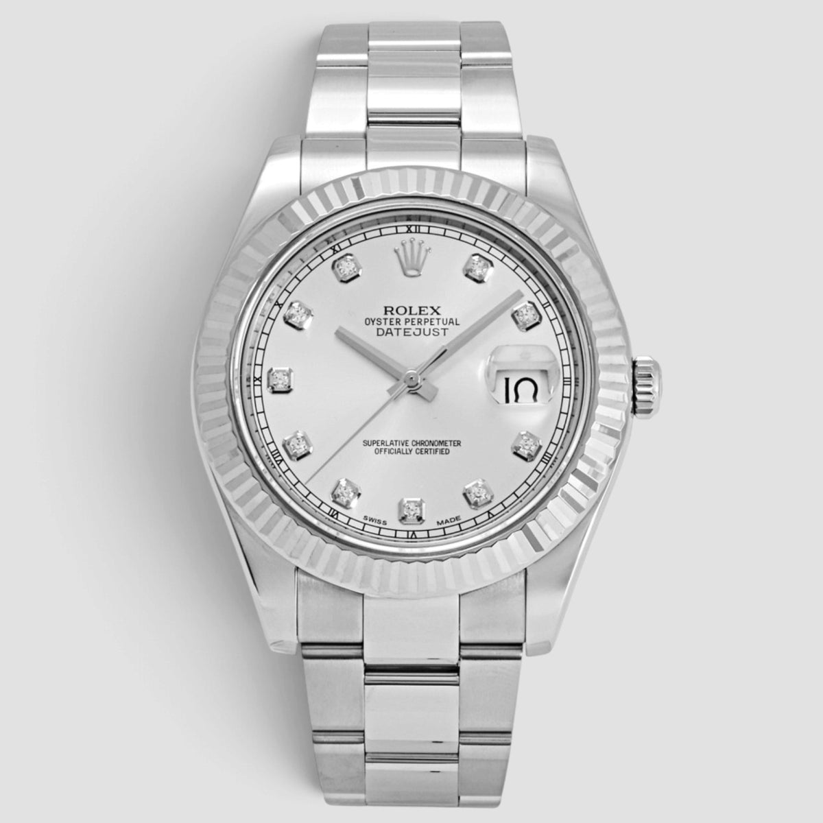 Datejust II 41 Silver Diamond Dial Oyster