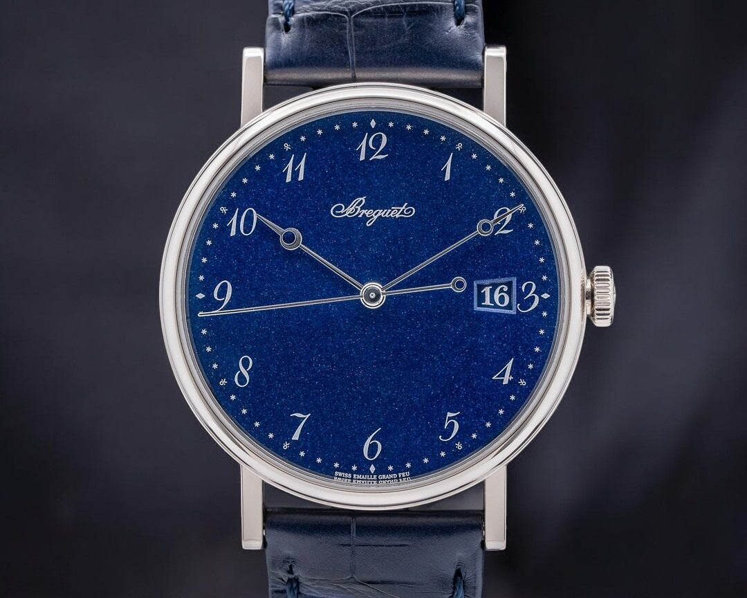 Classique 5177BB Automatic Blue Enamel Dial 18K White Gold
