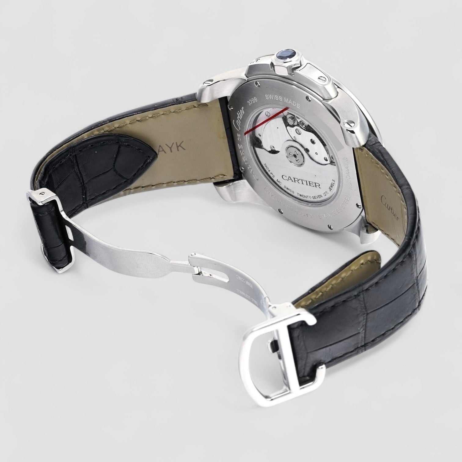 Calibre de Cartier Black Dial SS / Alligator Description