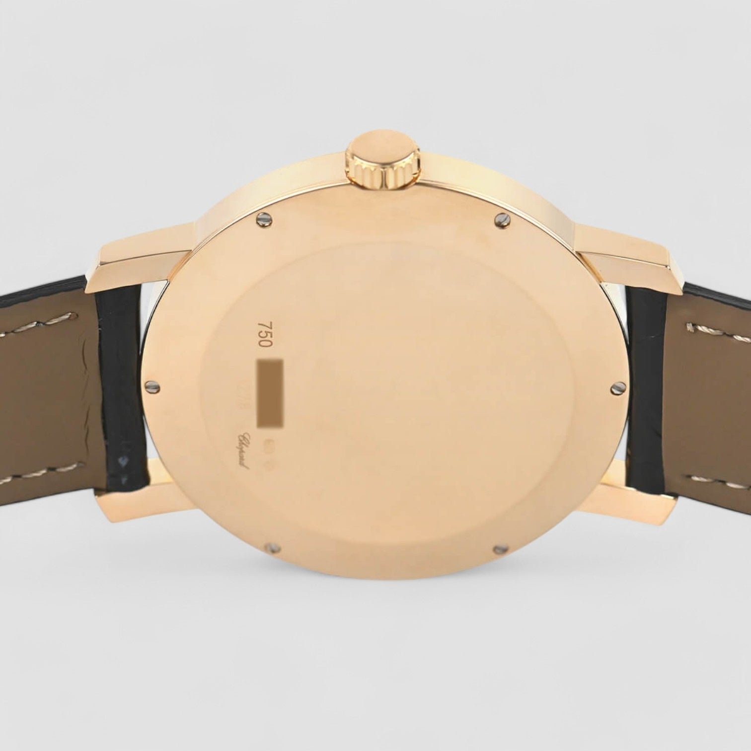 Classic White Dial 18kt Rose Gold Brown Leather Unisex Watch