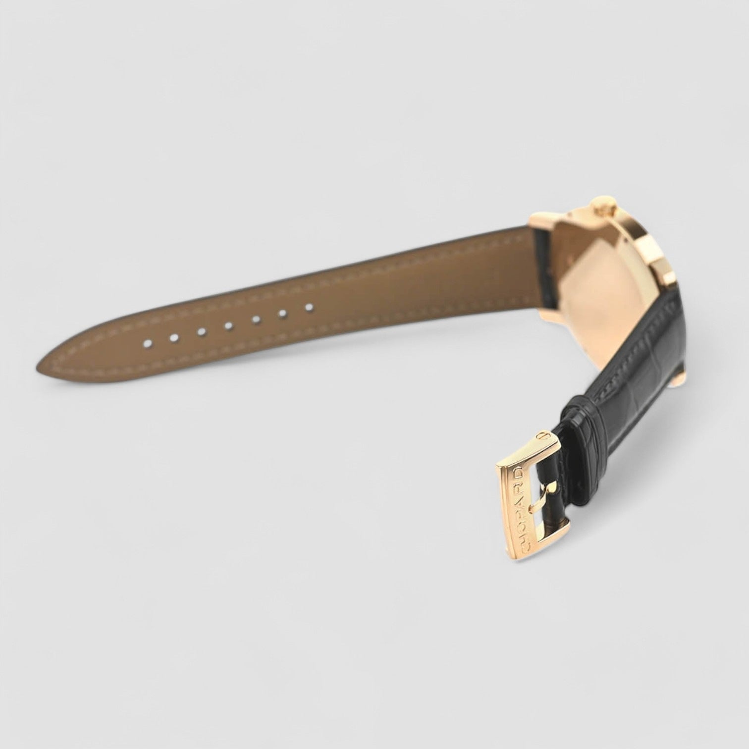 Classic White Dial 18kt Rose Gold Brown Leather Unisex Watch