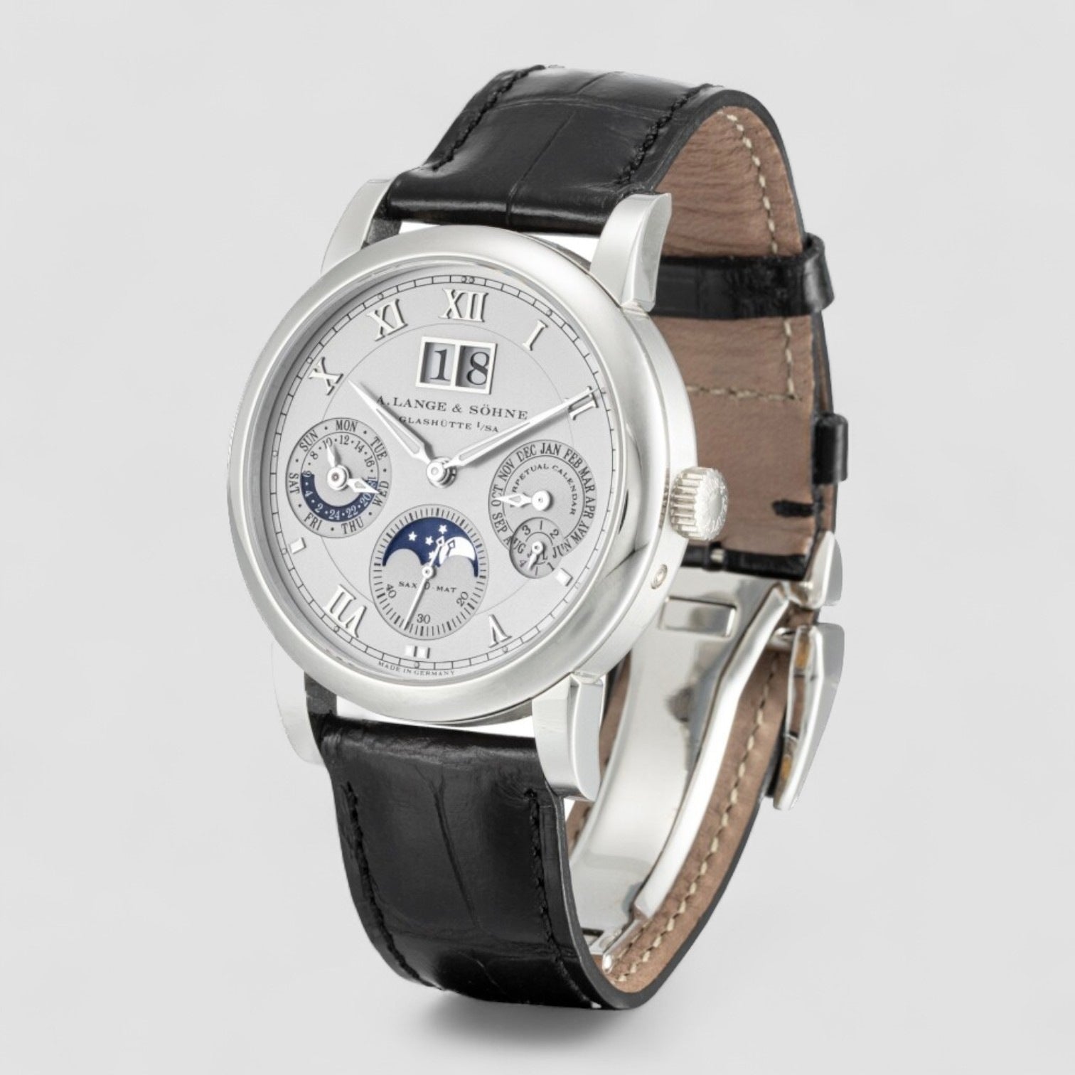 Langematik Perpetual Platinum Silver Dial