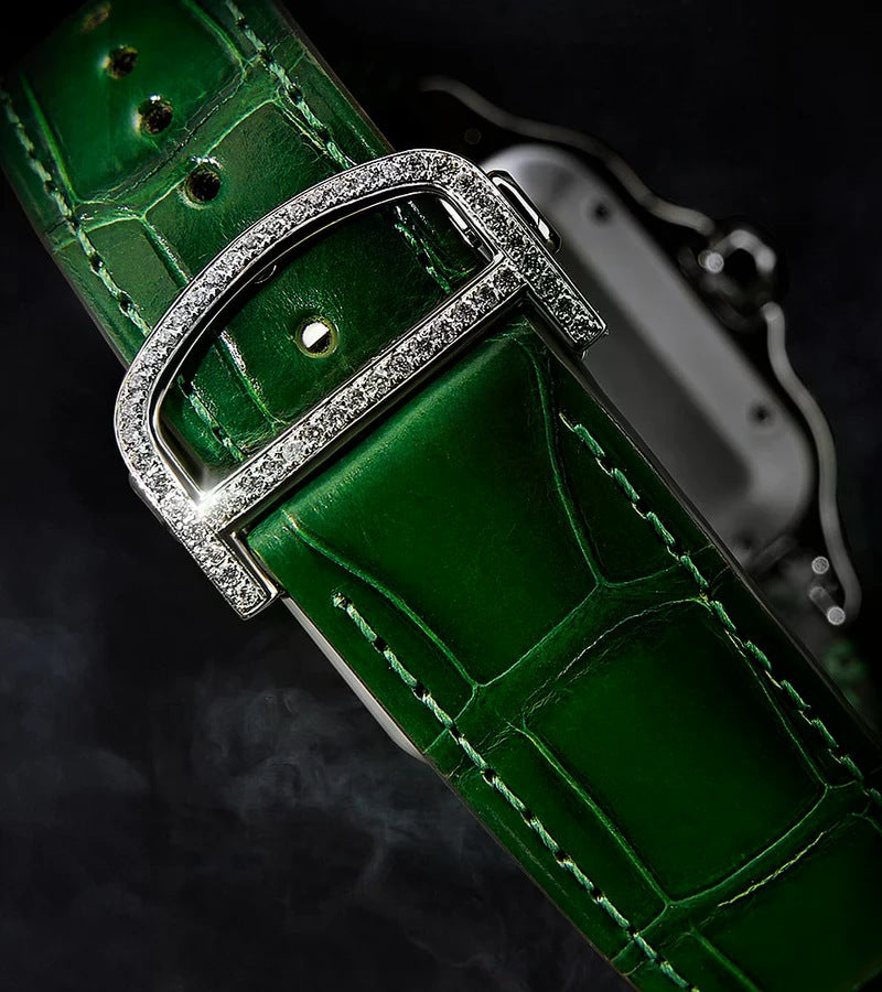 Santos Large – Steel – Custom Diamond-Set with Green