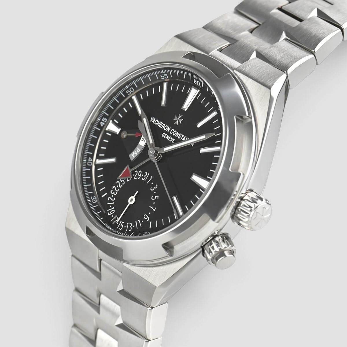Overseas Dual Time Stainless Steel Black Dial