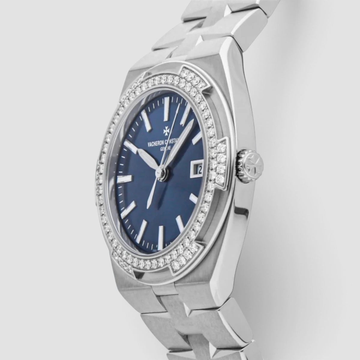 Overseas 33mm Blue Dial Diamond-Set Stainless Steel