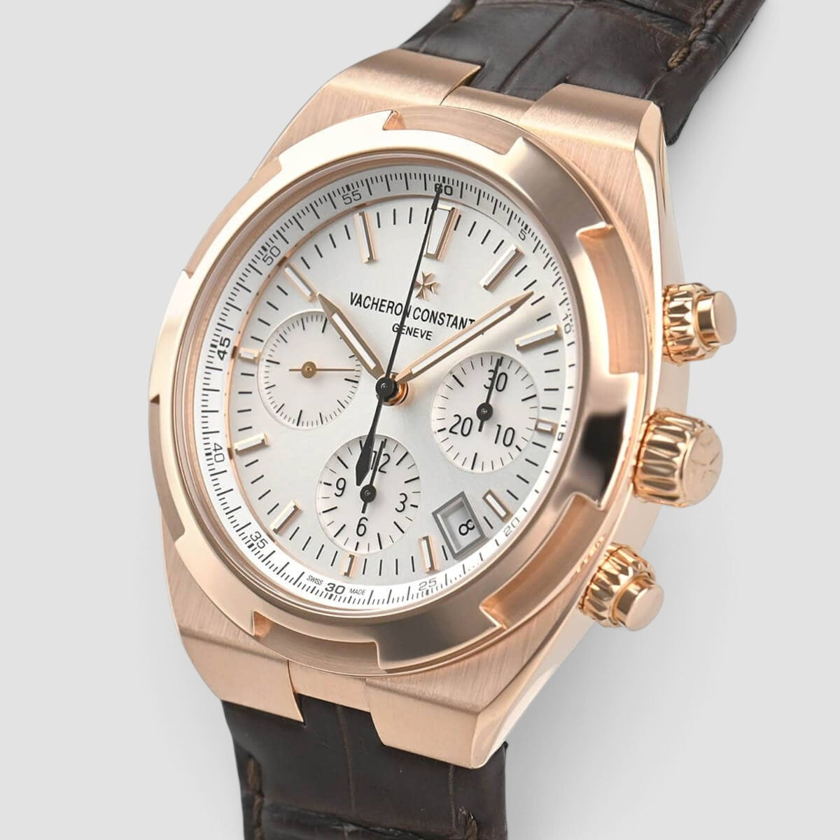 Overseas Chronograph 18K Rose Gold Silver Dial
