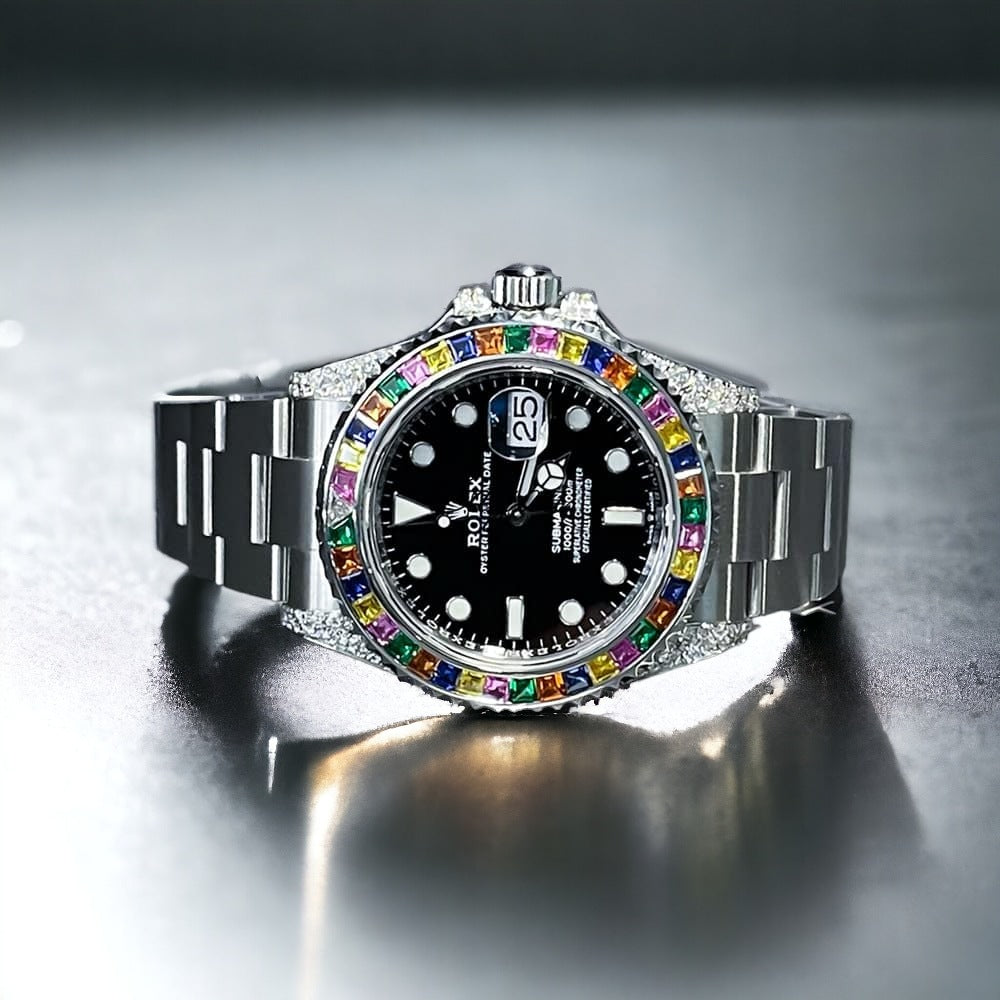 Submariner Date – 41 mm – Black Dial – Custom Diamond Set – “Haribo” Bezel Ice Out