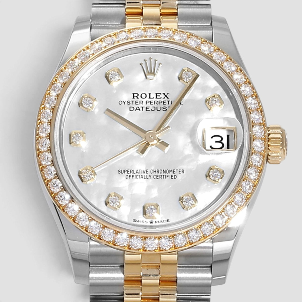 Datejust 31 White Mother-of-Pearl Diamond Dial Jubilee