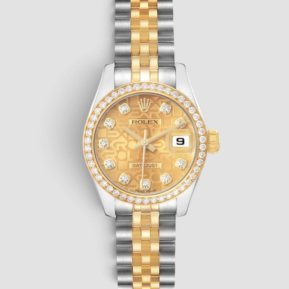 Lady-Datejust 26 Champagne Computer Diamond Dial Jubilee