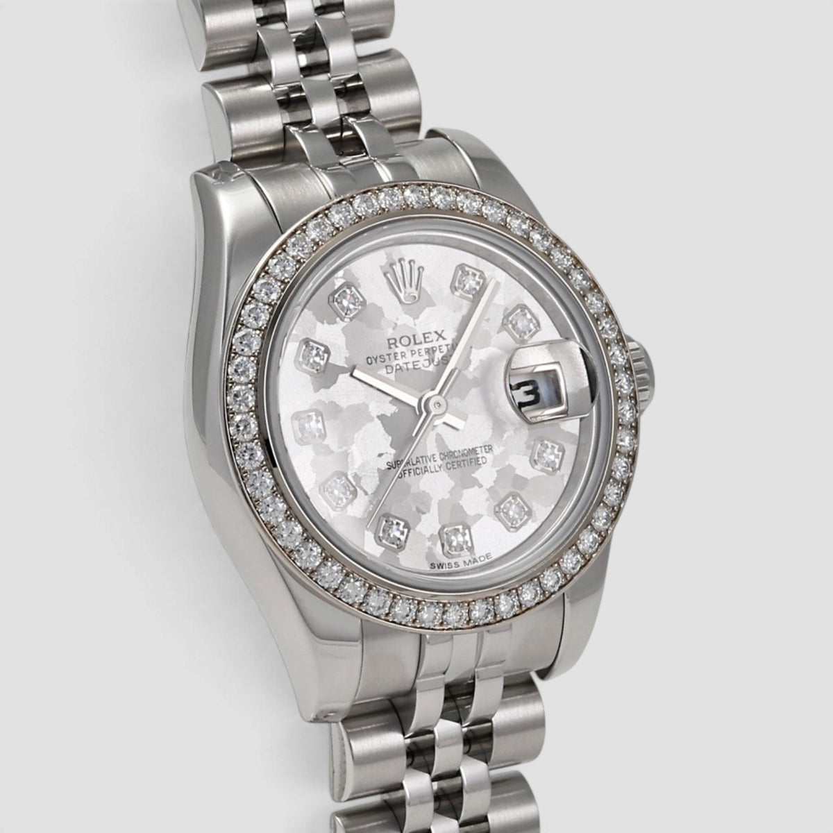 Lady-Datejust 26 Silver Crystal Diamond Dial Jubilee