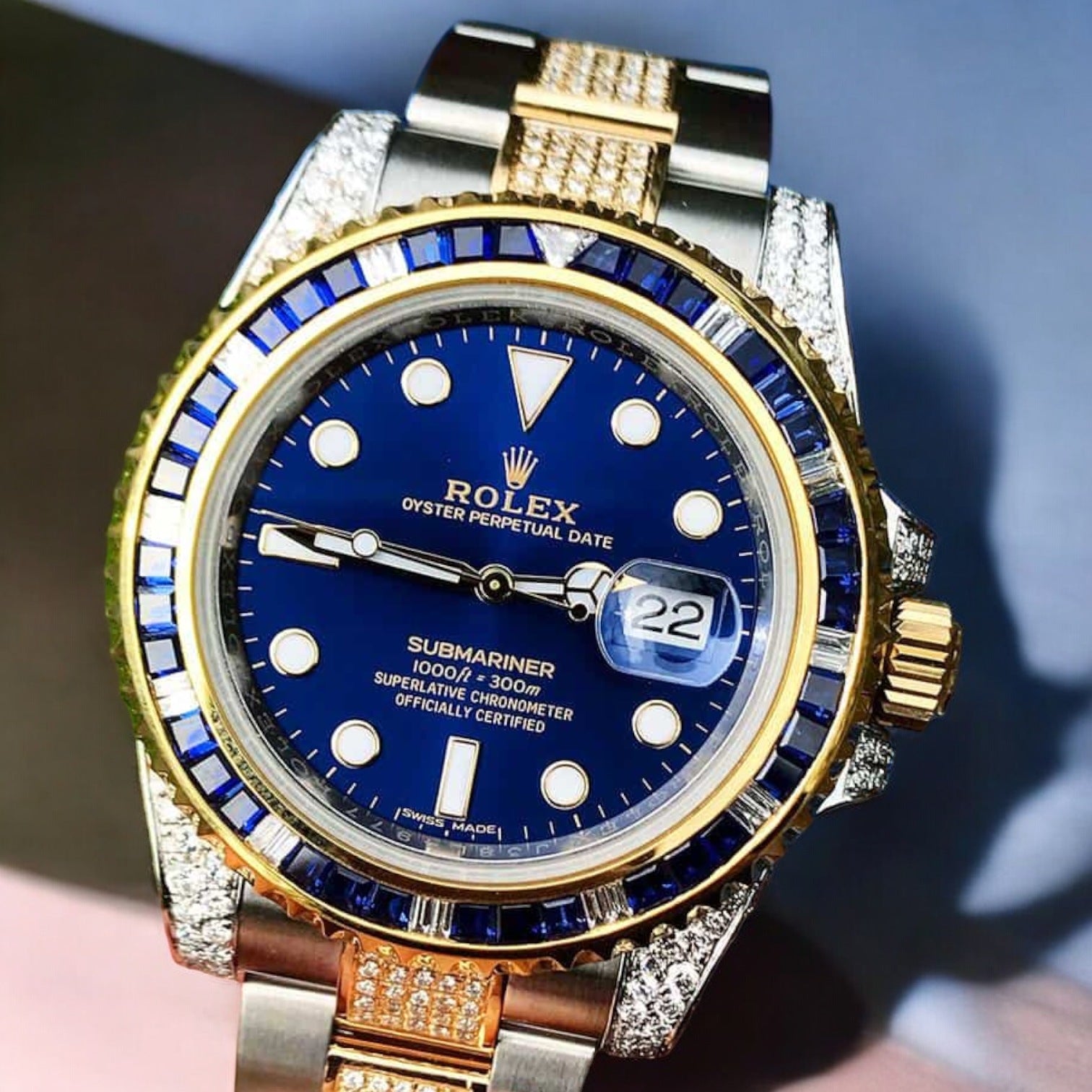 Submariner Date – Oyster – Royal Blue Dial – Custom Diamond-Set - Iced out