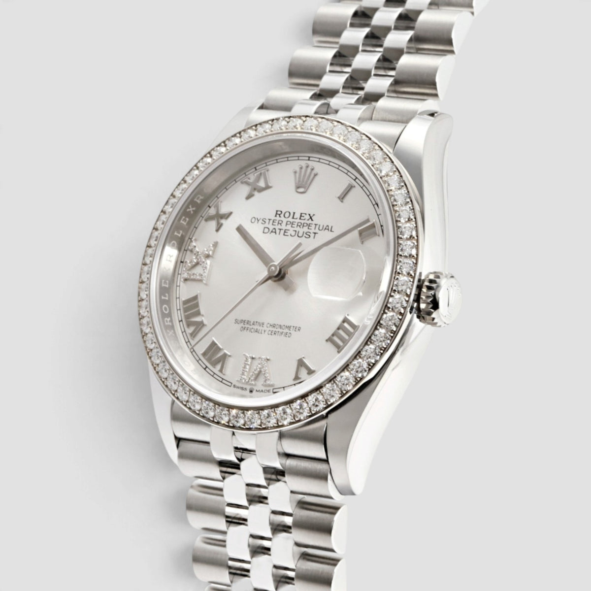 Datejust 36 Silver Roman Numeral Diamond Dial Jubilee