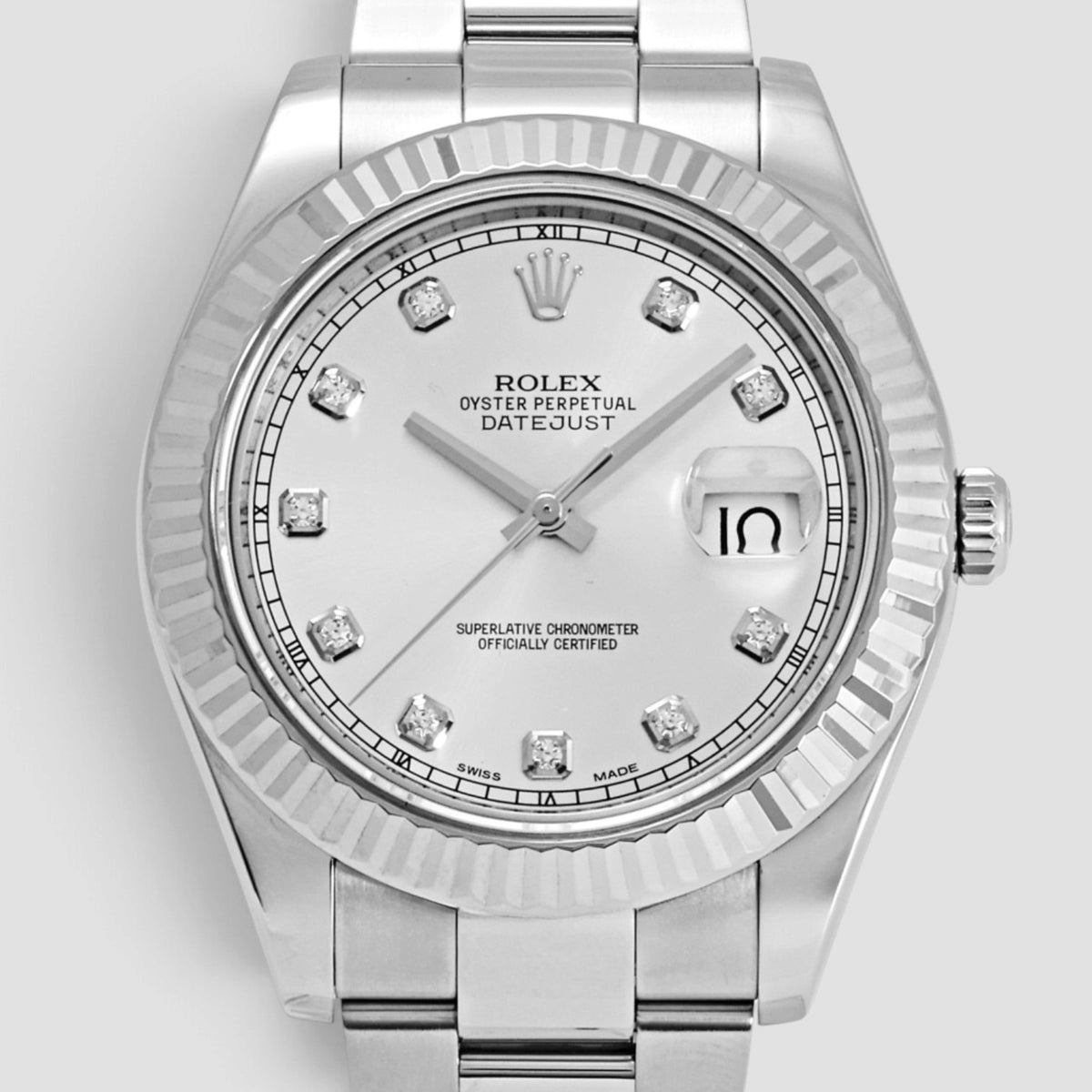 Datejust II 41 Silver Diamond Dial Oyster