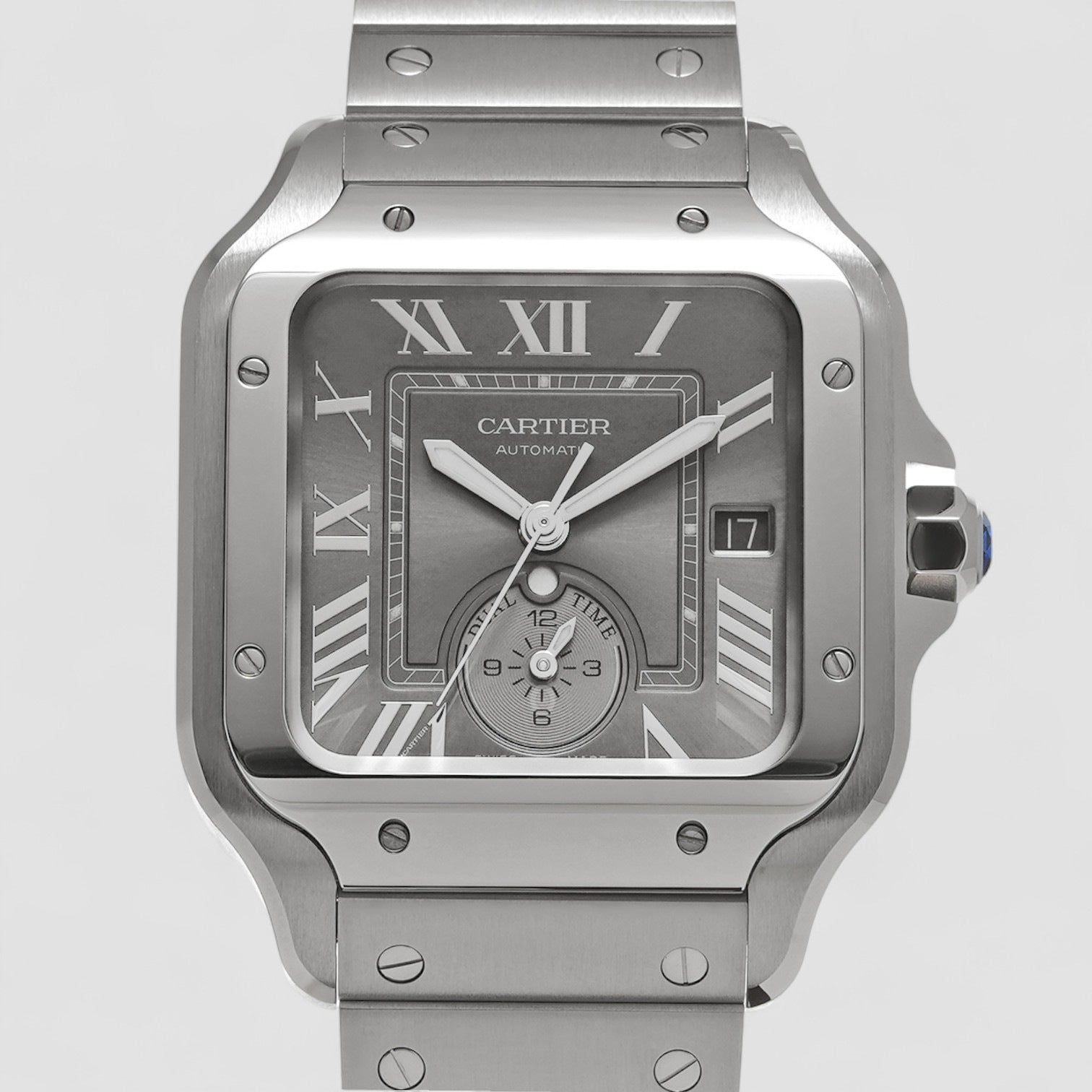 Santos Dual Time Large Model Automatic Grey Dial Men's Watch