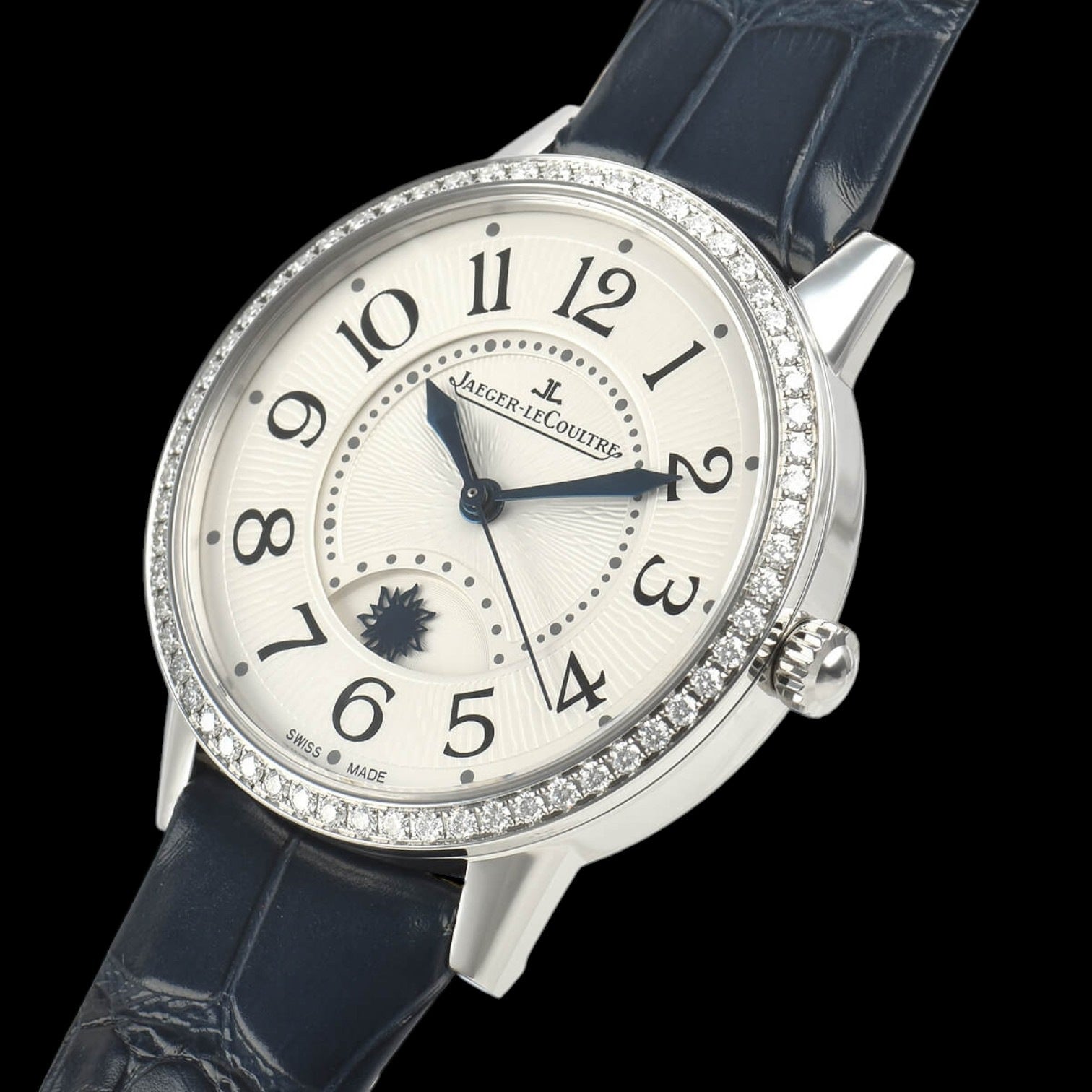 Rendez-Vous Silver Dial Diamond Bezel Blue Leather Ladies Watch