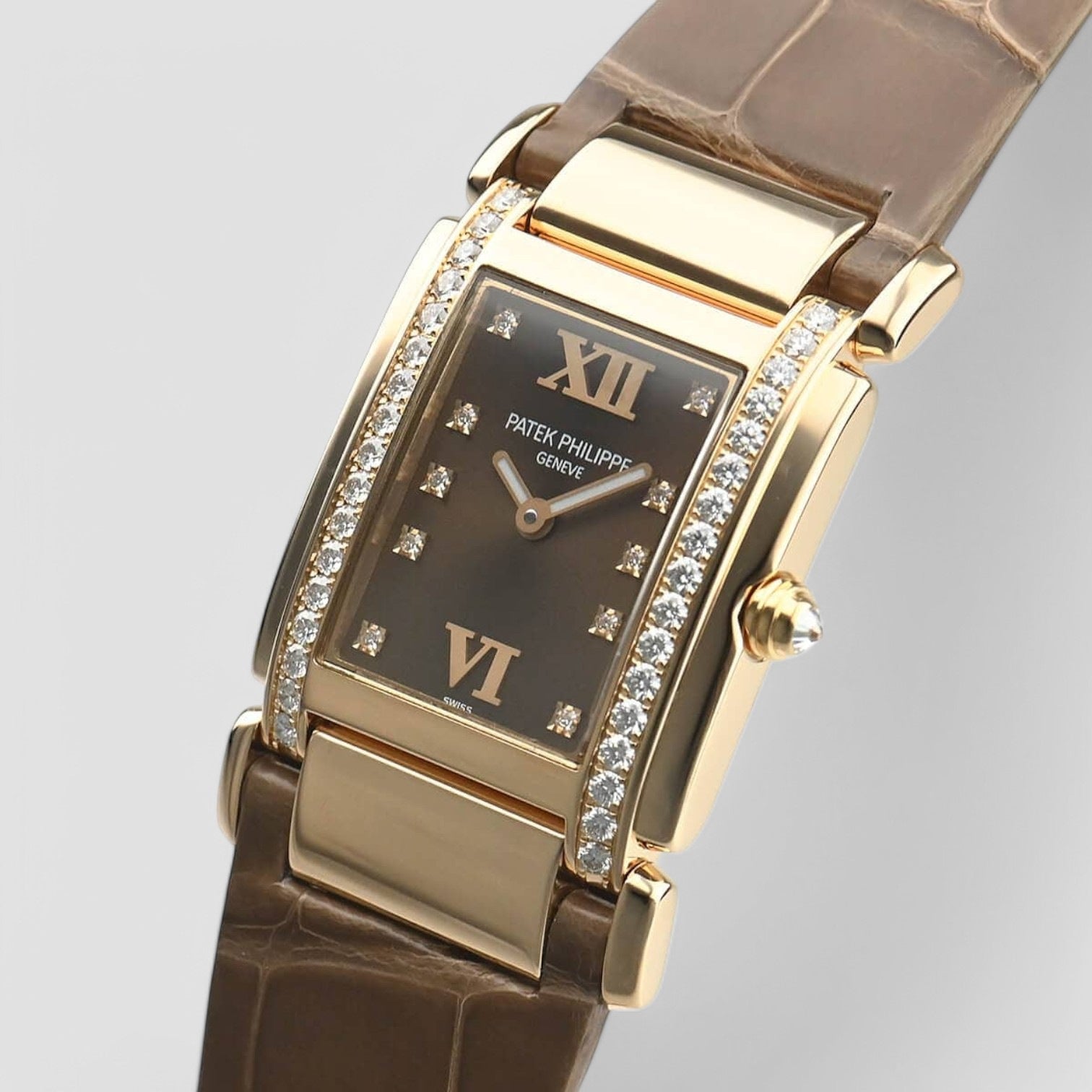 Twenty~4 Twenty 4 18K Rose Gold Brown Dial / Brown Satin
