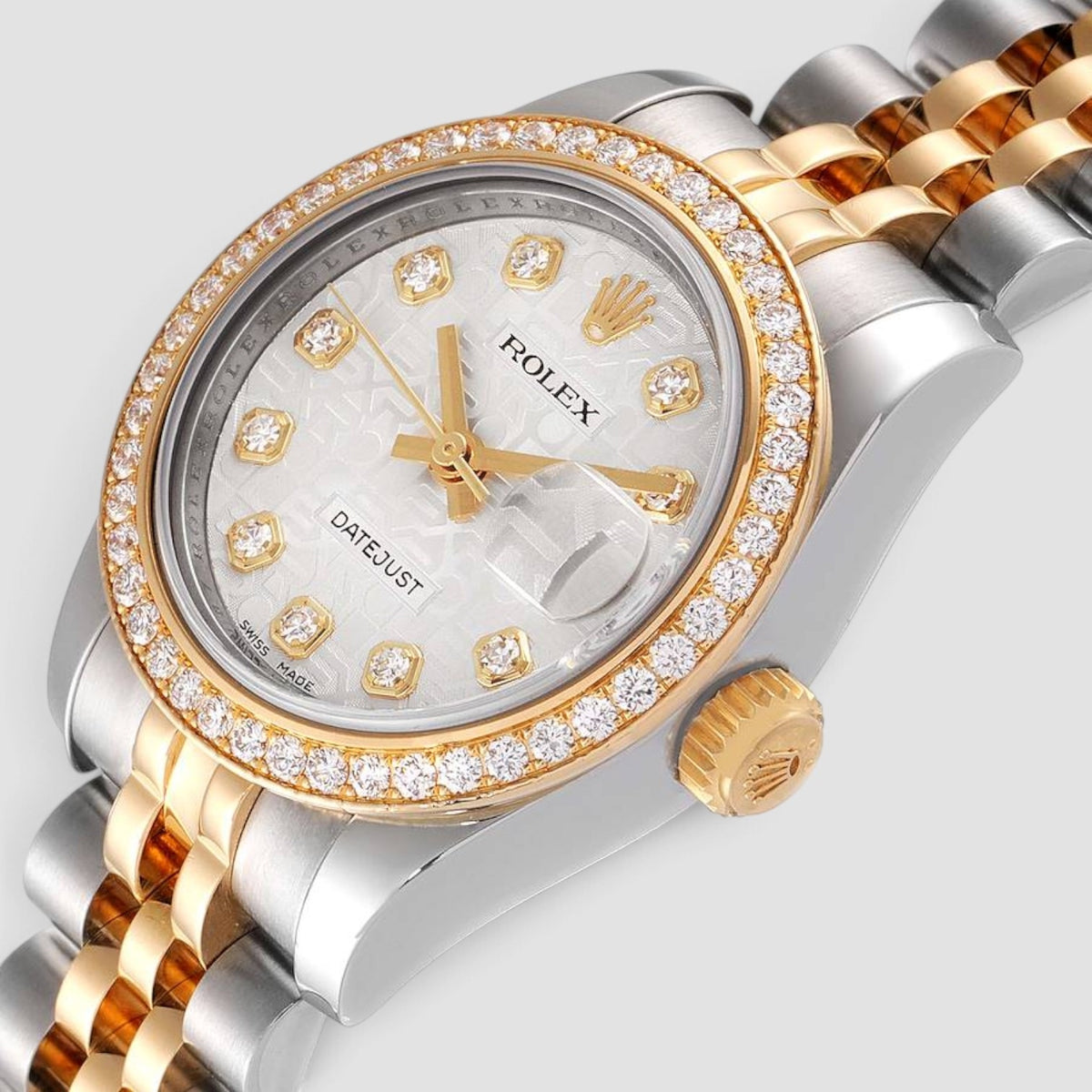 Lady-Datejust 26 Silver Computer Diamond Dial Jubilee