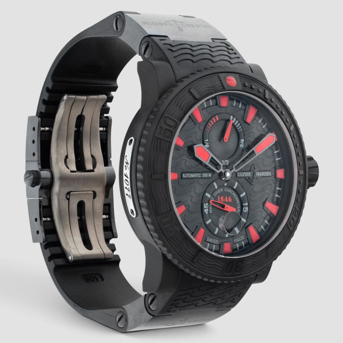 Diver Black Sea 45mm Black Rubber-Coated Steel