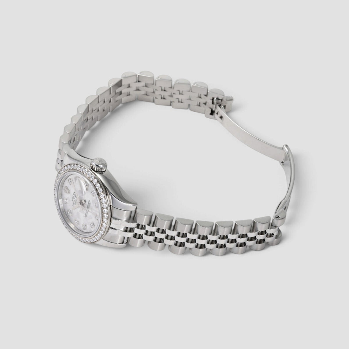 Lady-Datejust 26 Silver Crystal Diamond Dial Jubilee