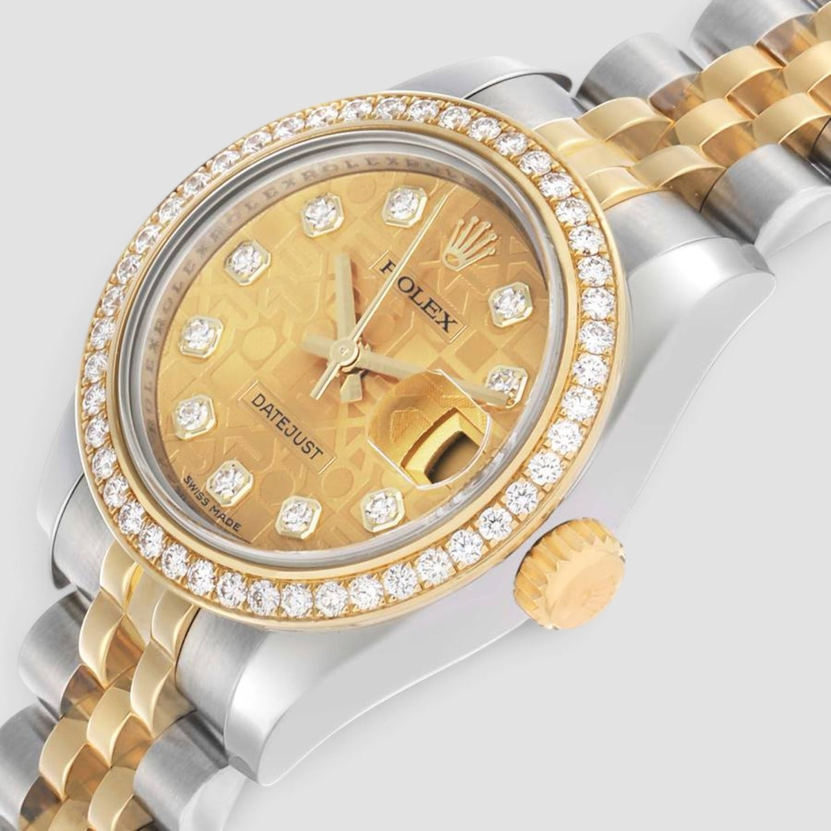 Lady-Datejust 26 Champagne Computer Diamond Dial Jubilee