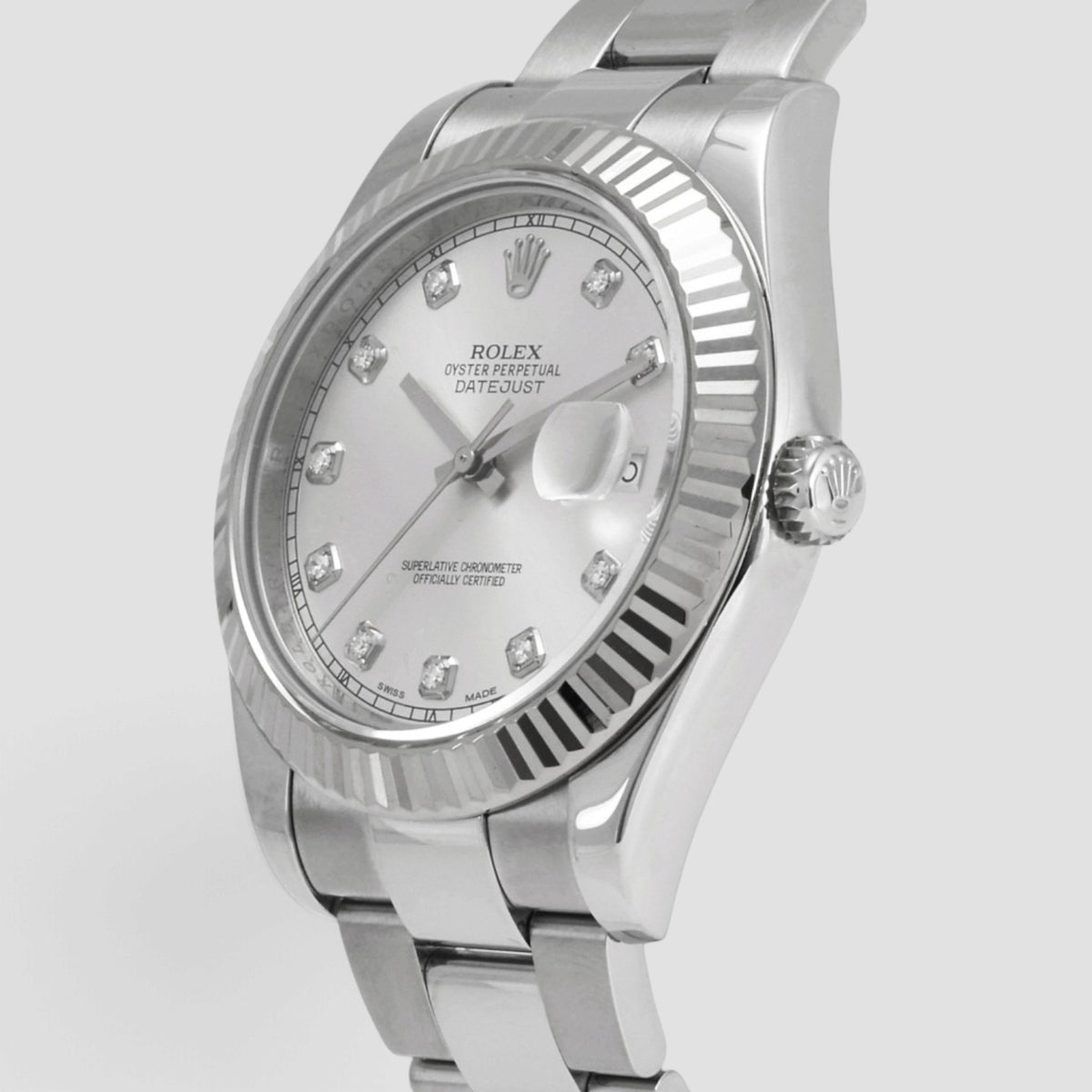 Datejust II 41 Silver Diamond Dial Oyster