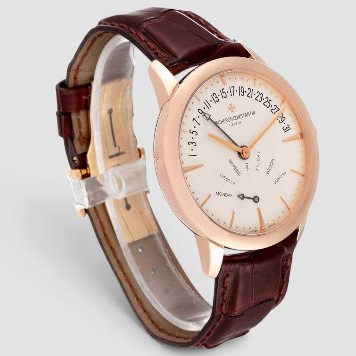 Patrimony Bi-Retrograde Day-Date 18K Pink Gold Silver Dial