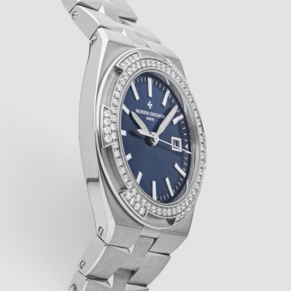 Overseas 33mm Blue Dial Diamond-Set Stainless Steel
