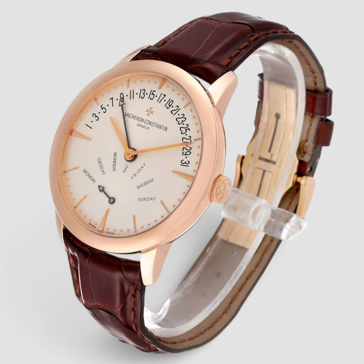Patrimony Bi-Retrograde Day-Date 18K Pink Gold Silver Dial