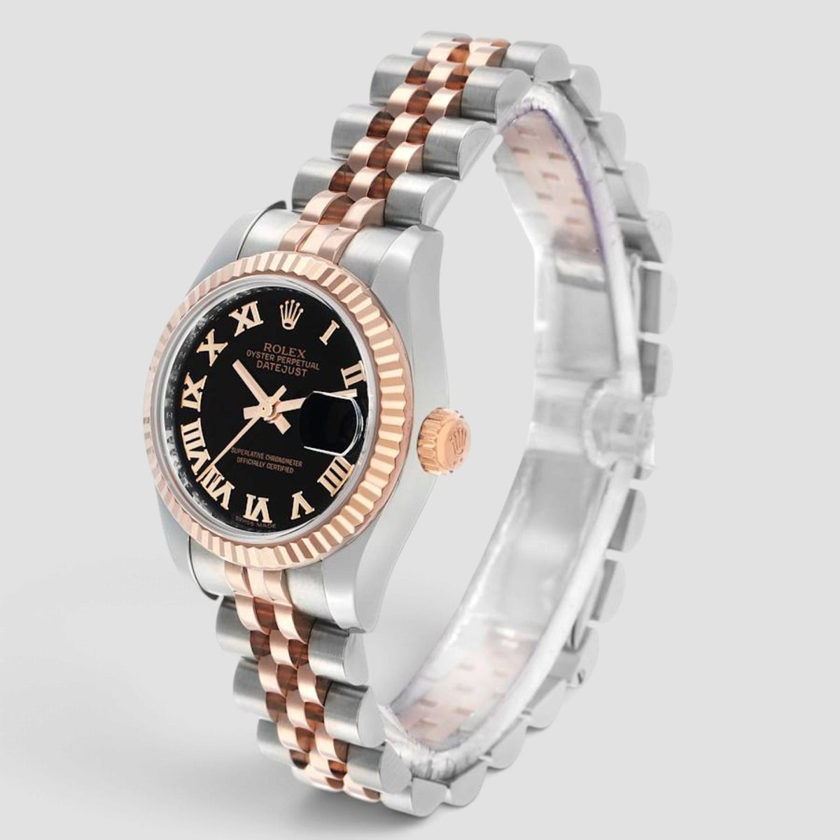 Lady-Datejust 26 Black Roman Numeral Dial Jubilee