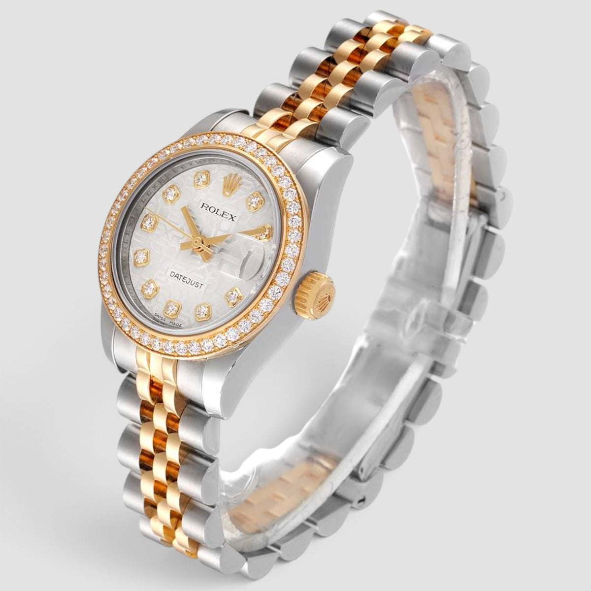Lady-Datejust 26 Silver Computer Diamond Dial Jubilee