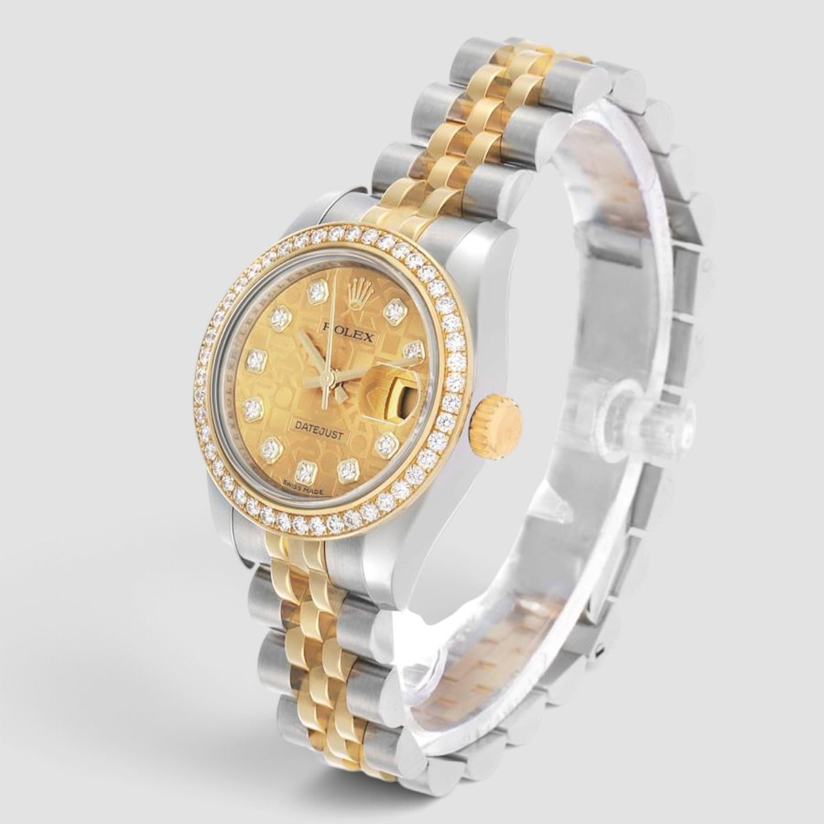 Lady-Datejust 26 Champagne Computer Diamond Dial Jubilee