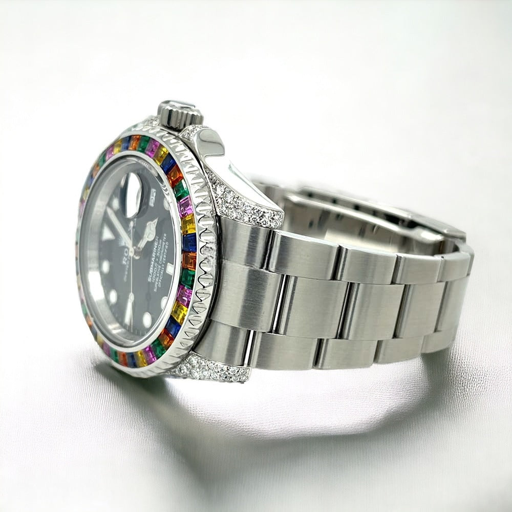 Submariner Date – 41 mm – Black Dial – Custom Diamond Set – “Haribo” Bezel Ice Out