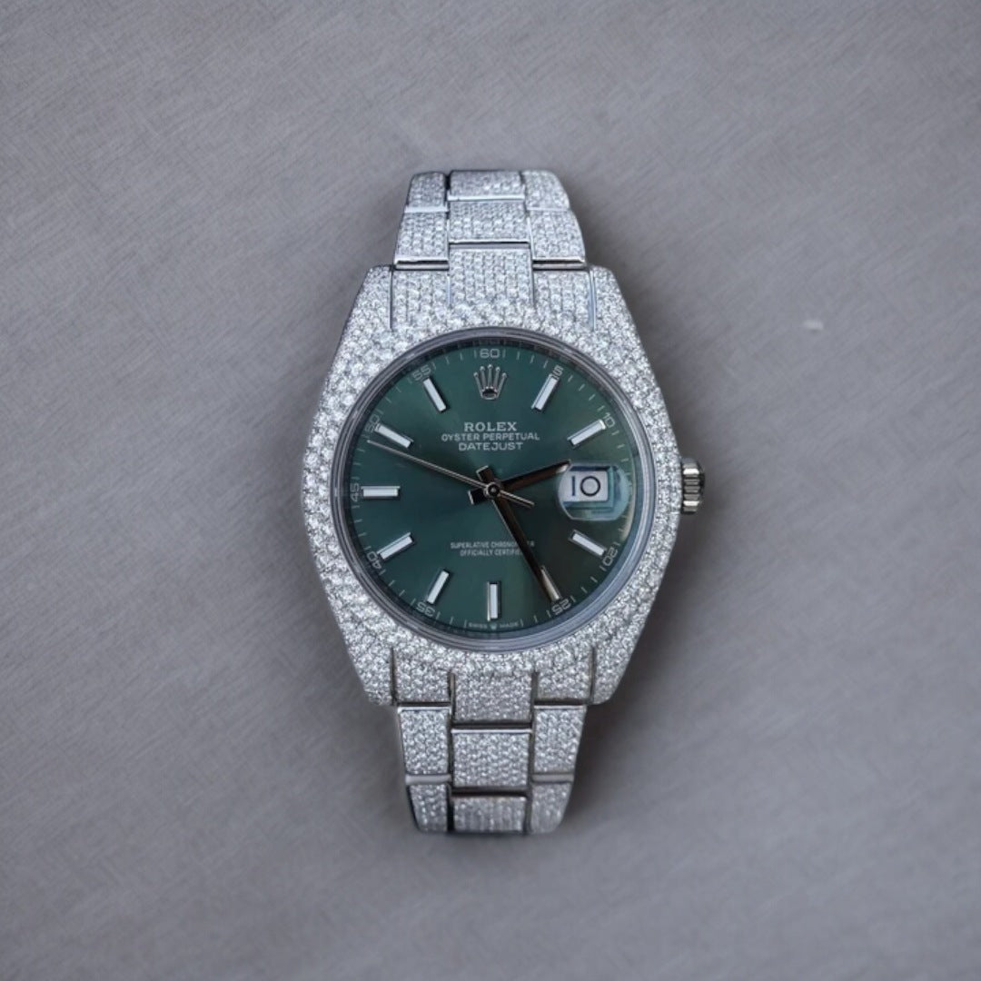 Datejust 41 Full Iced out – Diamonds – Green Dial