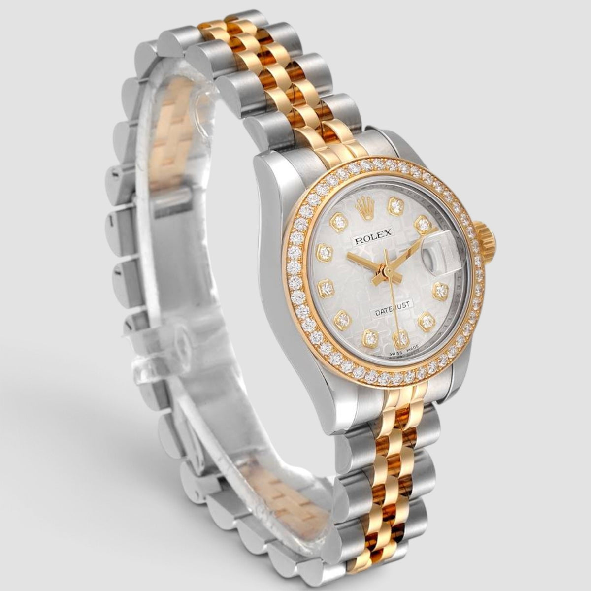 Lady-Datejust 26 Silver Computer Diamond Dial Jubilee
