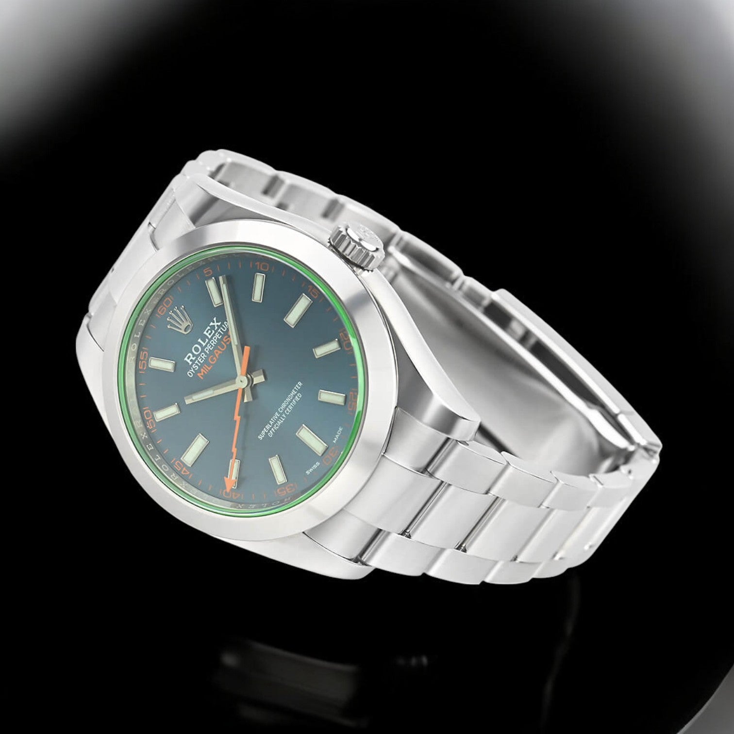 Milgauss 116400 SS Z-Blue Dial Green Crystal