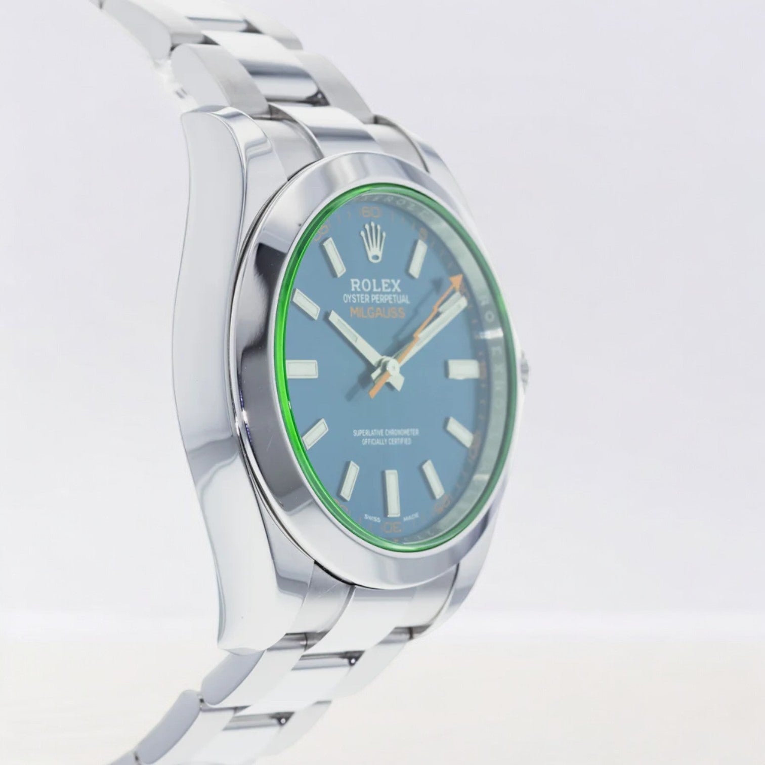 Milgauss SS Z-Blue Dial Green Crystal
